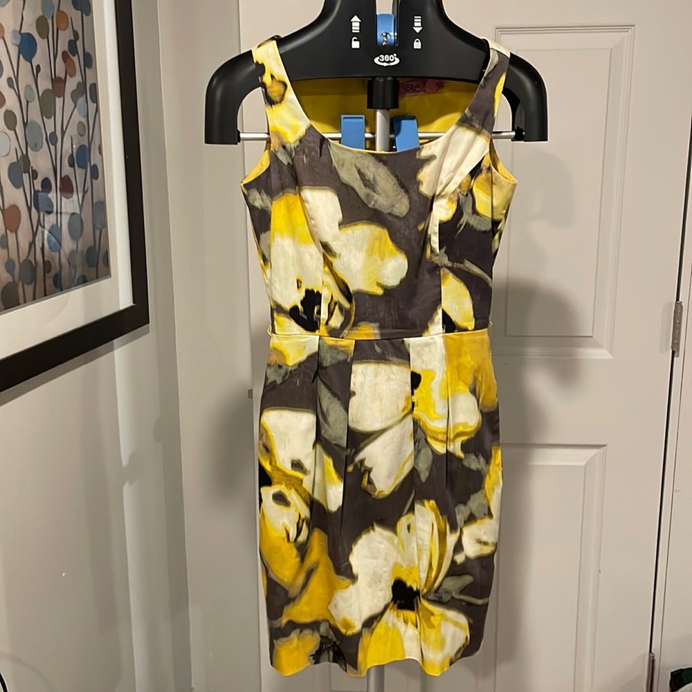 Eliza J Yellow & Gray Floral Sheath Dress – Size 2